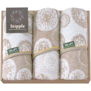 スティップルバイロフト吸水速乾　フェイスタオル 3P