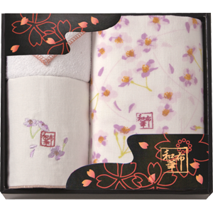 和布華　ガーゼ＆パイルフェイスタオル・タオルハンカチ・マイクロファイバーハンカチ　桜(S)