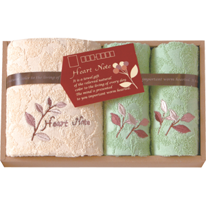 ハートノート　フェイスタオル・ウォッシュタオル 2P