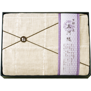 素材の匠　三河織　麻混四重織お昼寝ガーゼケット