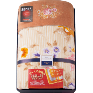 アンナ・デ・コーレ　マシュマロタッチ合せ毛布(保温シート入・遠赤わた使用)　ブラウン(BR)